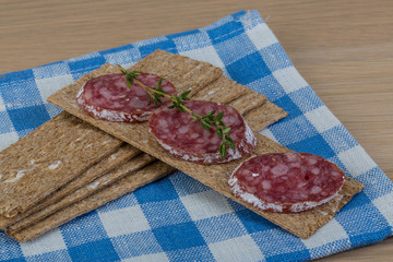 Crispbread with salami