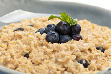 Healthy Homemade Oatmeal with Blueberries for Breakfast
