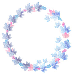 Fototapeta na wymiar Delicate colored leaves shaped as frame with space for your