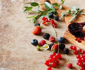Fototapeta na wymiar Berries jam on the table