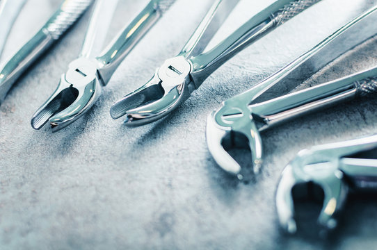 Lower Premolars Forceps dental tools arranged on the table
