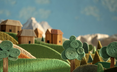 Countryside - alpine landscape made of wool