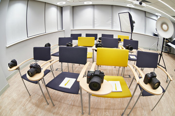Training class in modern photography school