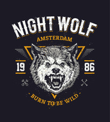 Obraz premium Wolf head grunge vector art.