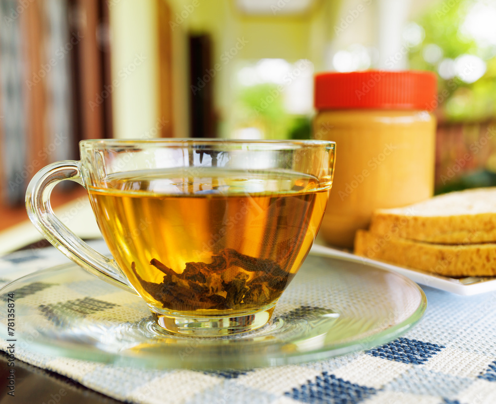 Wall mural cup of tea and peanut butter