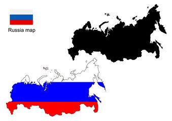 Russia map vector, Russia flag vector