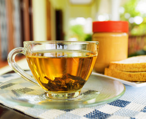 Cup of tea and peanut butter