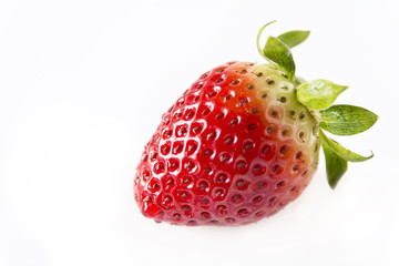 A strawberry on a white background