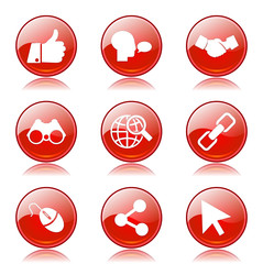 Social Internet Red Vector Button Icon Design Set