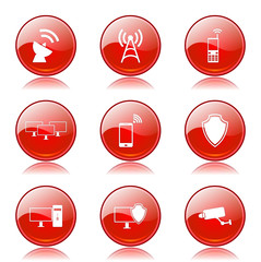 Telecom Communication Red Vector Button Icon Design Set