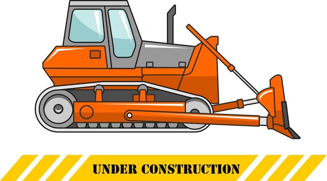 Dozer. Heavy construction machine. Vector illustration