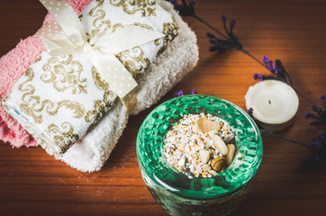 oils candles soaps stones spa concept