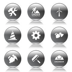 Construction Tools Black Vector Button Icon Design Set 2