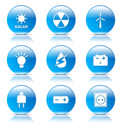 Energy Sign And Symbol Blue Vector Button Icon