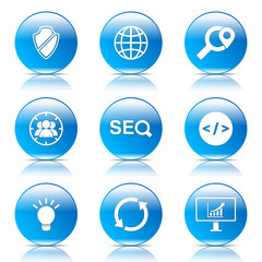 SEO Internet Sign Blue Vector Button Icon Design Set 2