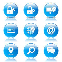 SEO Internet Sign Blue Vector Button Icon Design Set 3