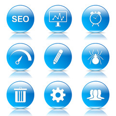 SEO Internet Sign Blue Vector Button Icon Design Set 8