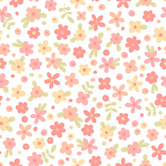 Seamless pattern with cute flowers.