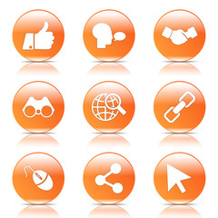 Social Internet Orange Vector Button Icon Design Set