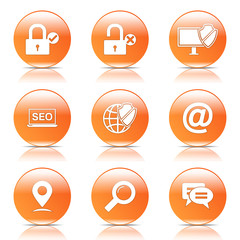 SEO Internet Sign Orange Vector Button Icon Design Set 3