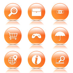 SEO Internet Sign Orange Vector Button Icon Design Set 10