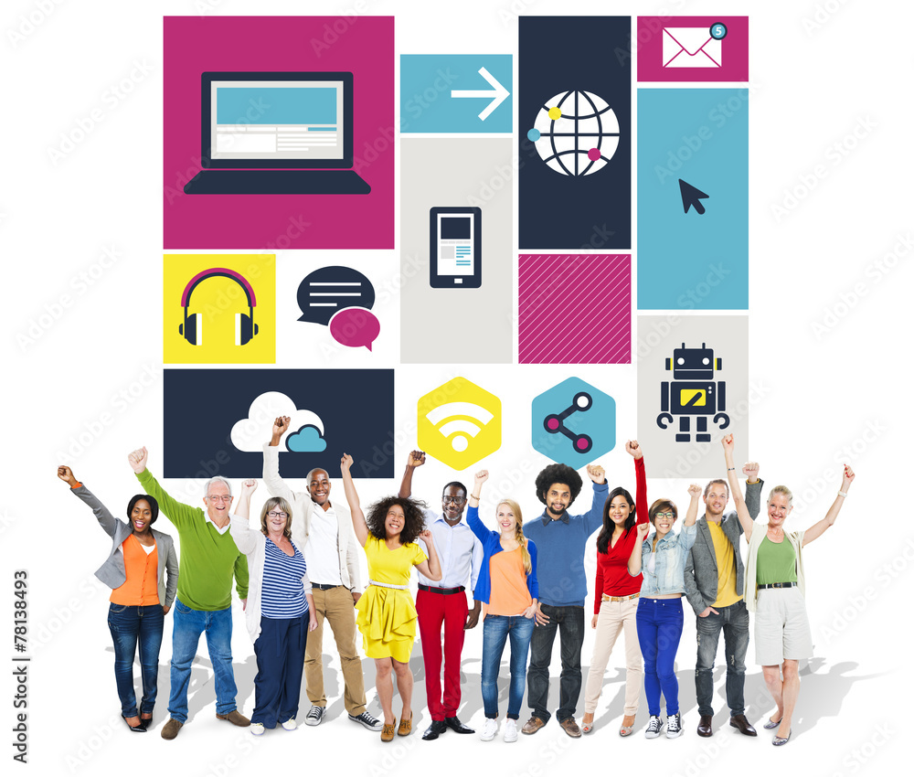Poster computer cloud computing storage media digital concept