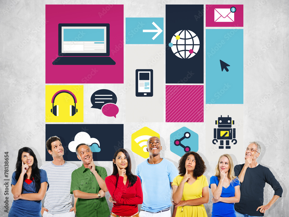 Poster computer cloud computing storage media digital concept
