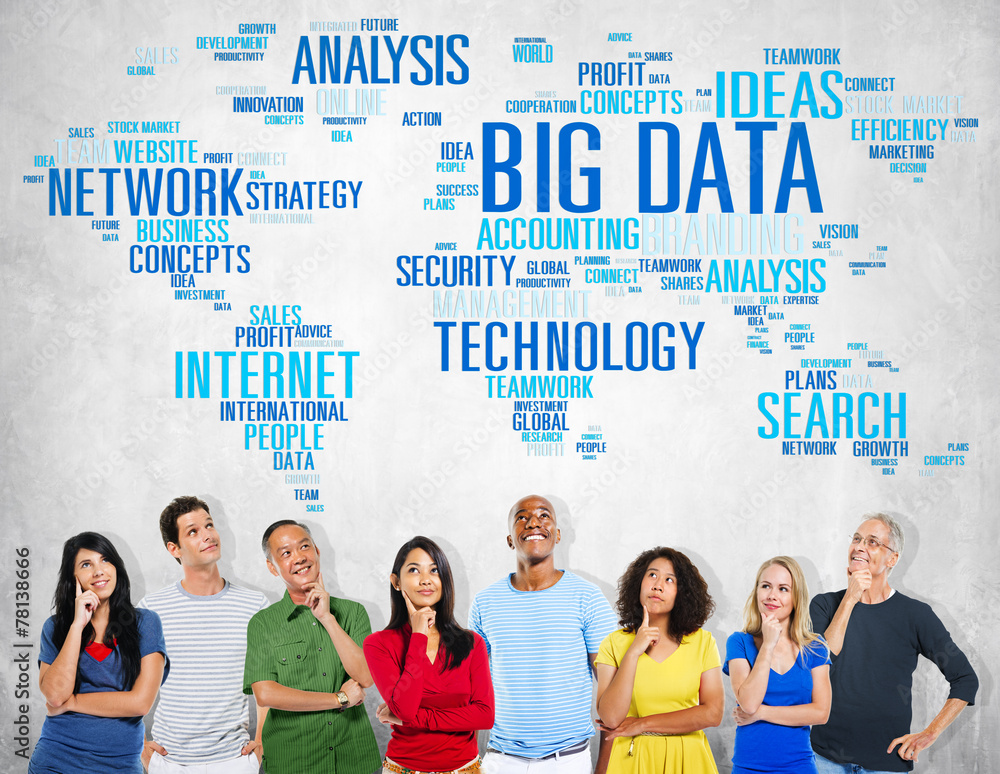 Poster big data storage information world map concept