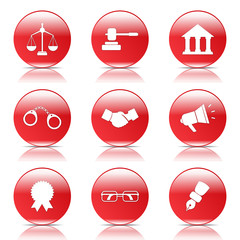 Law Sign Red Vector Button Icon Design Set