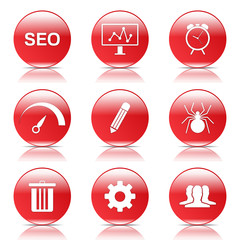 SEO Internet Sign Red Vector Button Icon Design Set 8