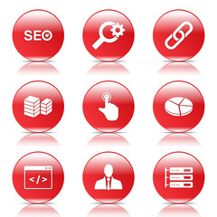 SEO Internet Sign Red Vector Button Icon Design Set 11