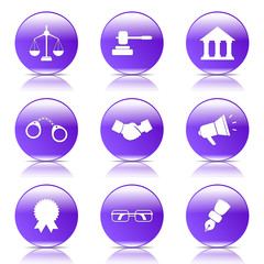 Law Sign Violet Vector Button Icon Design Set