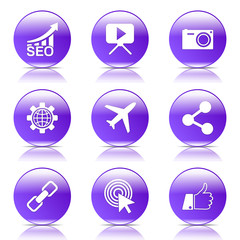 SEO Internet Sign Violet Vector Button Icon Design Set 1