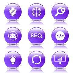 SEO Internet Sign Violet Vector Button Icon Design Set 2