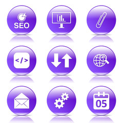 SEO Internet Sign Violet Vector Button Icon Design Set 6