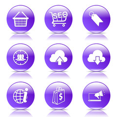 SEO Internet Sign Violet Vector Button Icon Design Set 7