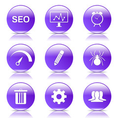 SEO Internet Sign Violet Vector Button Icon Design Set 8