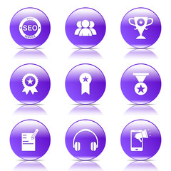 SEO Internet Sign Violet Vector Button Icon Design Set 9