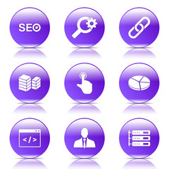 SEO Internet Sign Violet Vector Button Icon Design Set 11