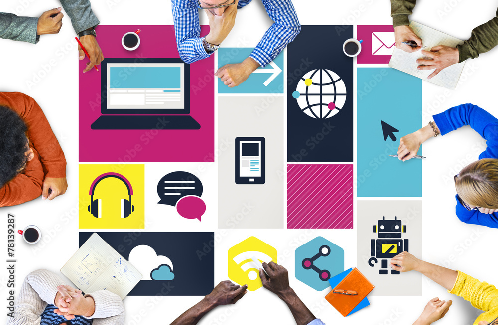 Poster computer cloud computing storage media digital concept