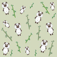 Panda and bamboo vector illustration.