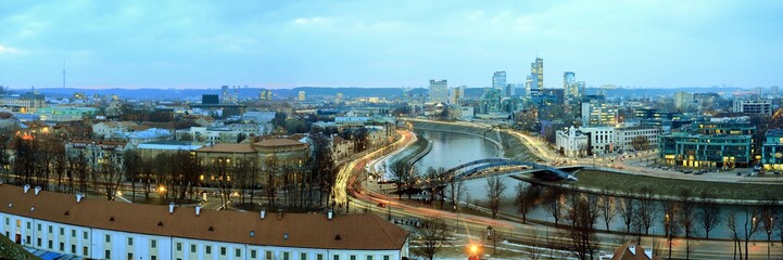 Fototapeta na wymiar Vilnius Winter Panorama From Gediminas Castle Tower