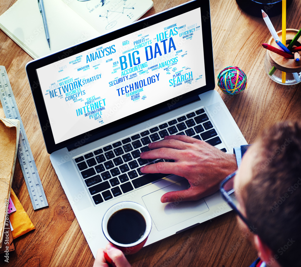 Poster big data storage information world map concept