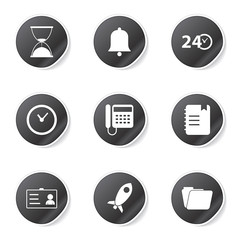 Time Duration Black Vector Button Icon Design Set