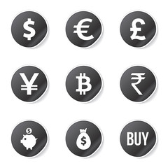 Currency Sign Black Vector Button Icon Design Set