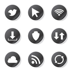 Web Internet Social Black Vector Button Icon Design Set