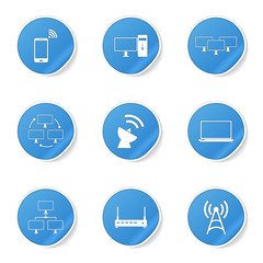 Telecom Communication Blue Vector Button Icon Design Set 2