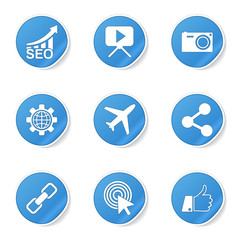 SEO Internet Sign Blue Vector Button Icon Design Set 1