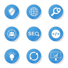SEO Internet Sign Blue Vector Button Icon Design Set 2