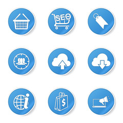 SEO Internet Sign Blue Vector Button Icon Design Set 7